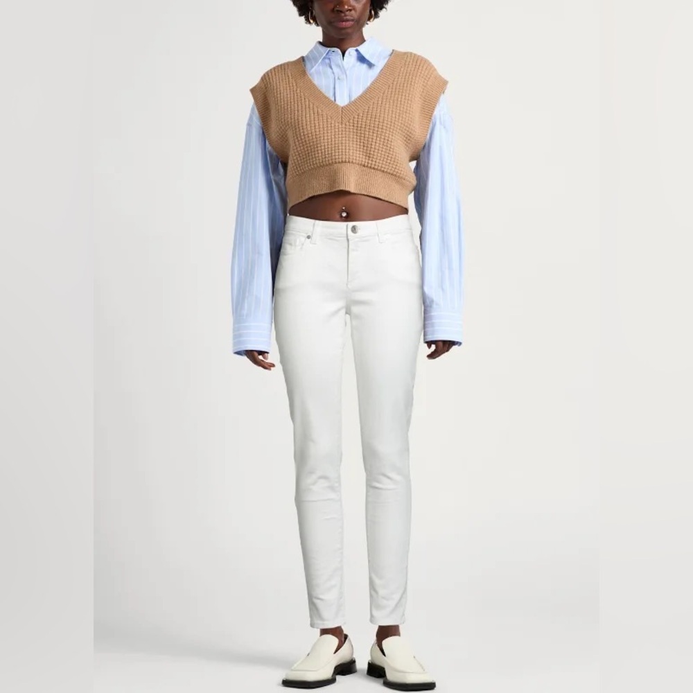 Eleventy mid rise white taper straight slim jeans quiet‎ luxury denim jean 8